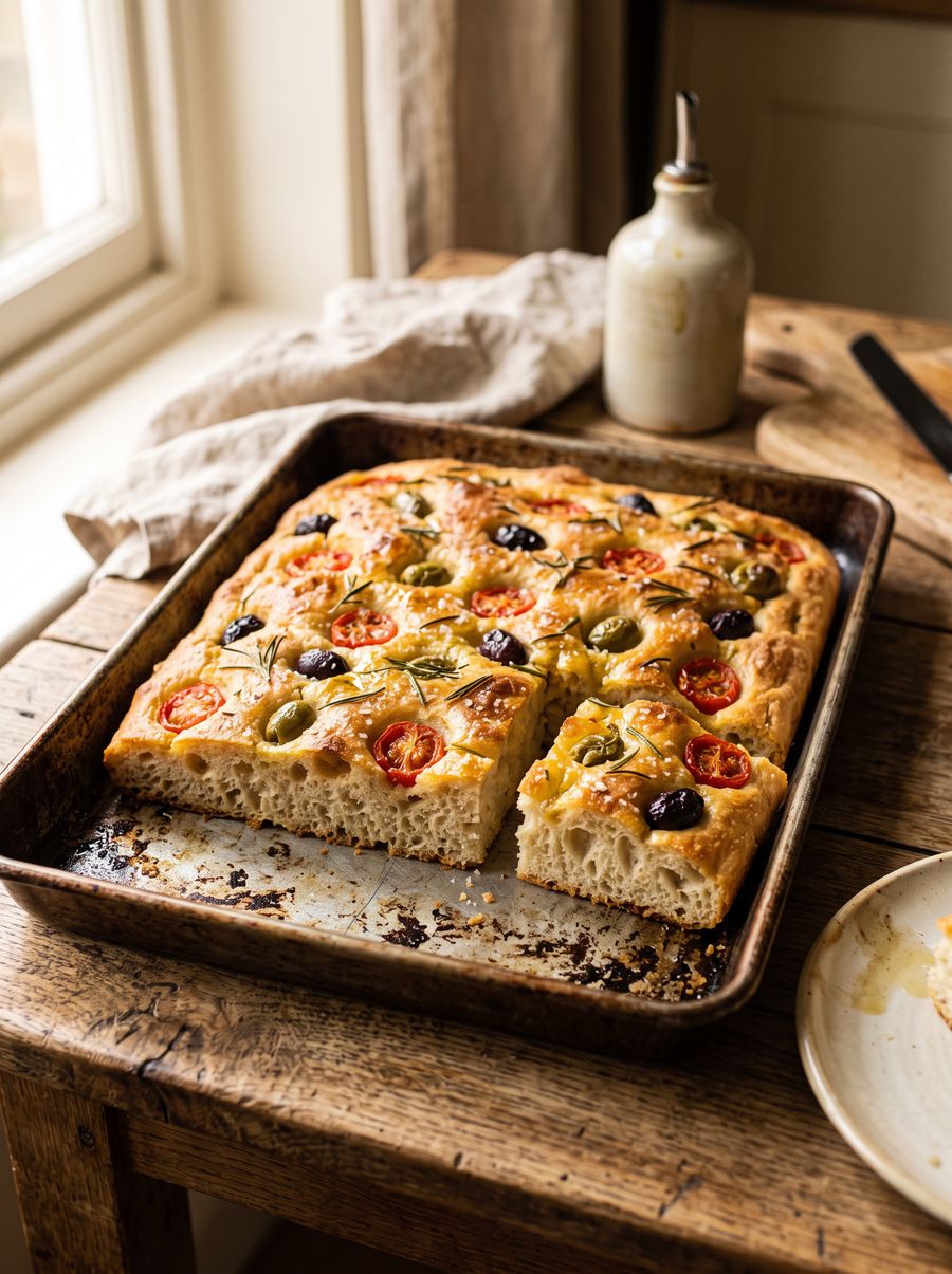 Focaccia pomodorini e olive
